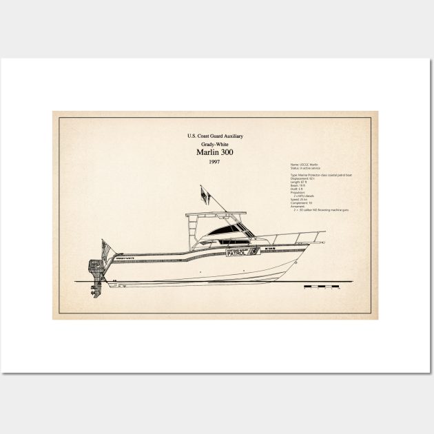 United States Coast Guard Auxiliary Marlin 300 - SD Wall Art by SPJE Illustration Photography